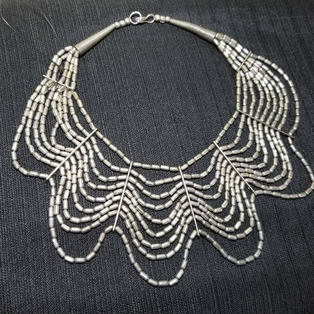Necklace handmade aged silver